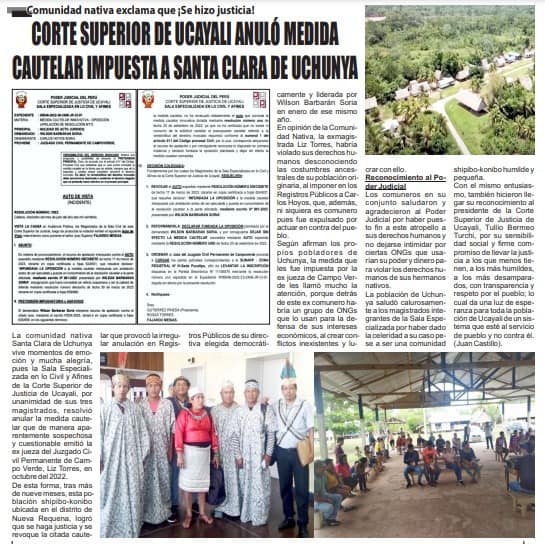 Documento 2 de la noticia Corte Superior anula medida cautelar contra la comunidad
