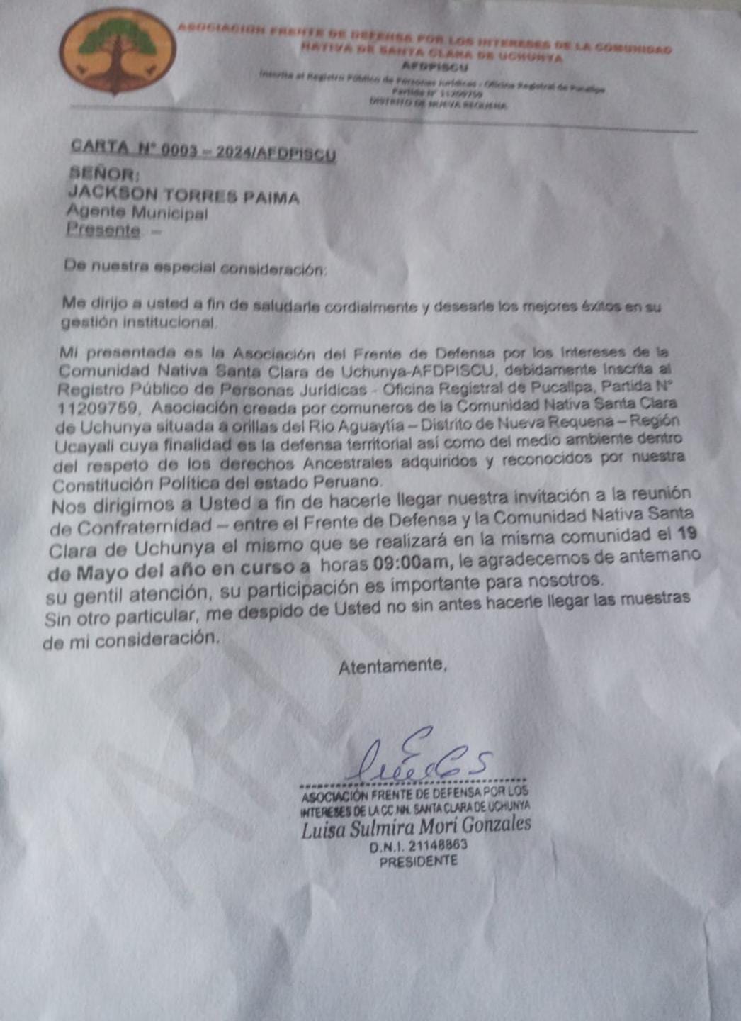 Aclaración sobre el falso frente de defensa de Luisa Mori