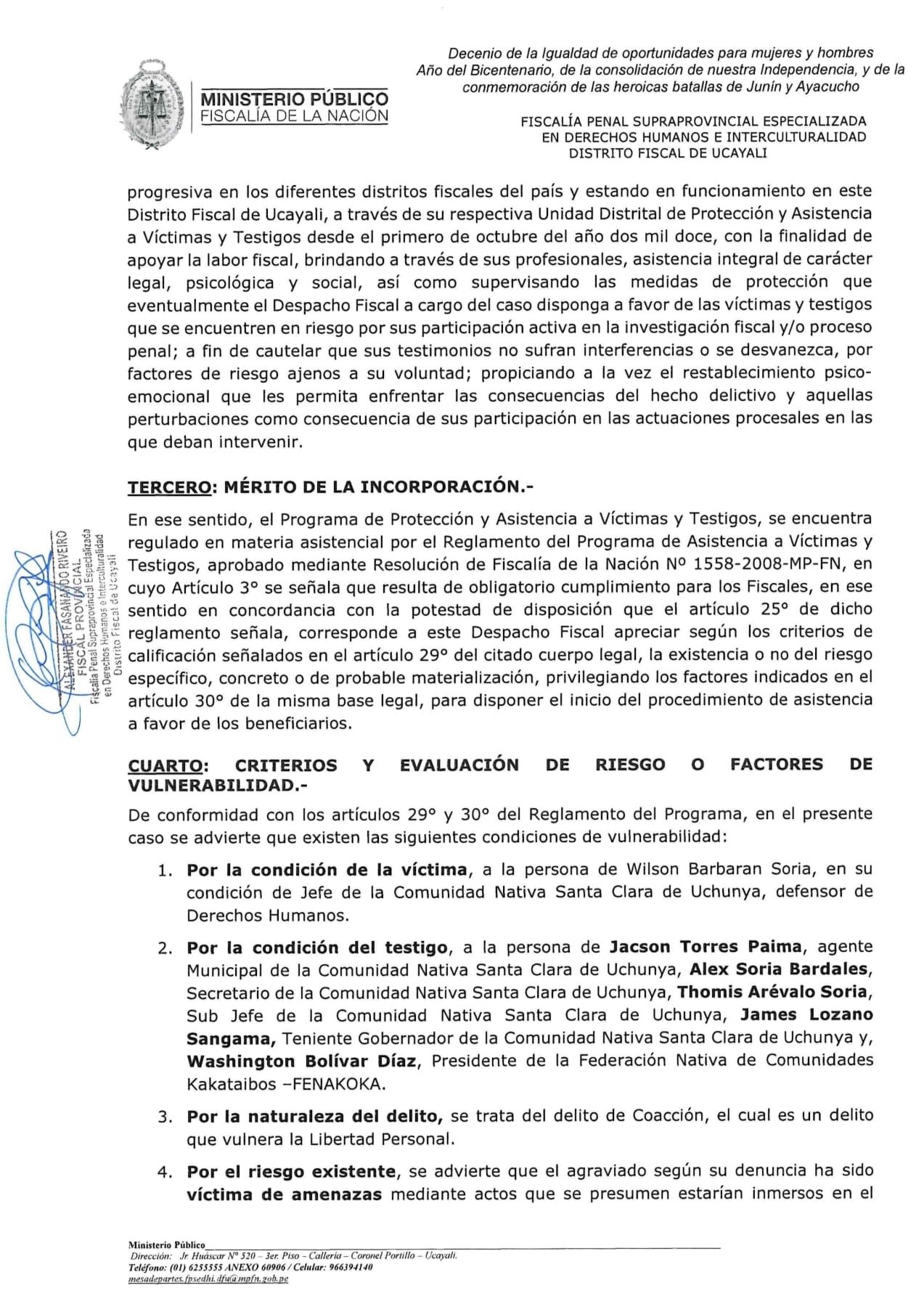 Documento 2 de la noticia Protección a víctimas y testigos por la Fiscalía Supranacion