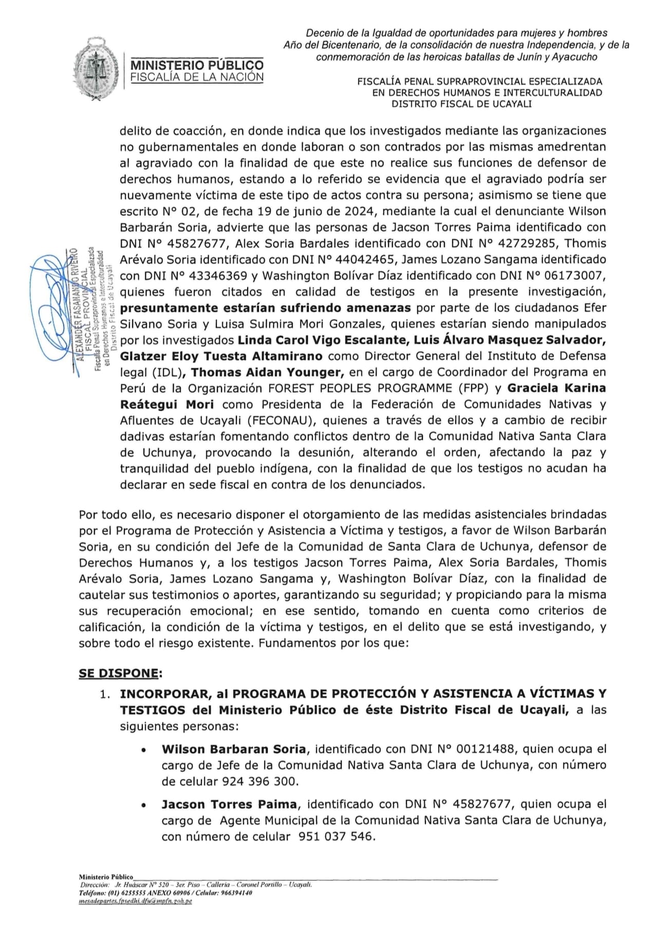 Documento 3 de la noticia Protección a víctimas y testigos por la Fiscalía Supranacion