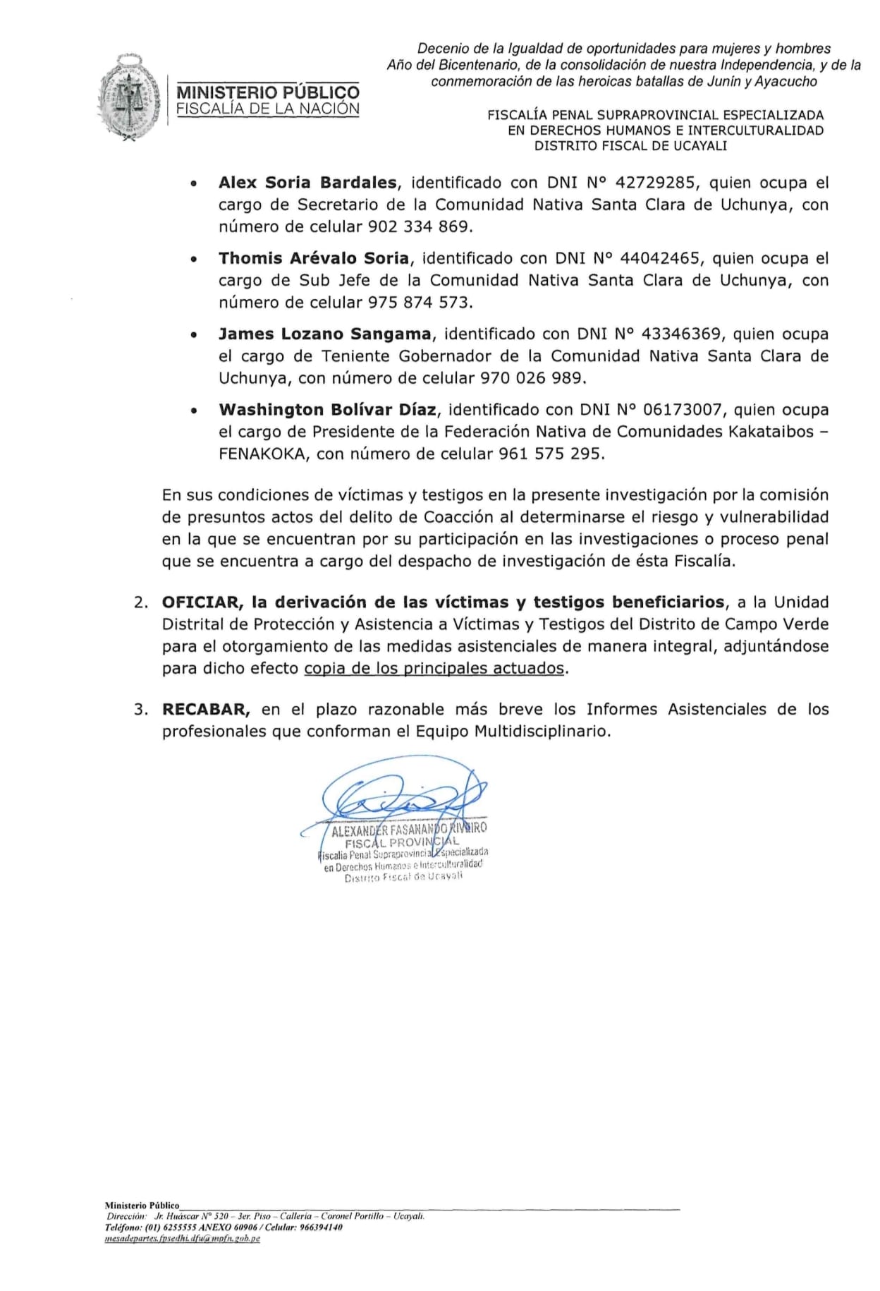 Documento 4 de la noticia Protección a víctimas y testigos por la Fiscalía Supranacion