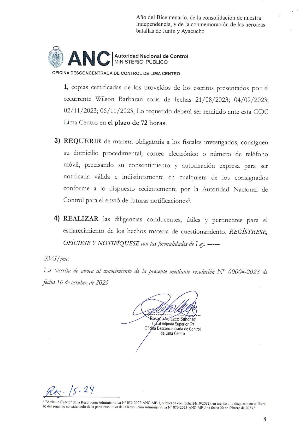 Documento 12 de la noticia Carta al juez Víctor Zúñiga por denuncias de las ONGs