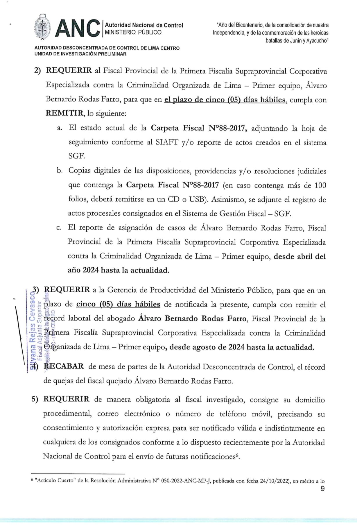 Documento 9 de la noticia Investigación al fiscal Álvaro Rodas Farro por discriminació
