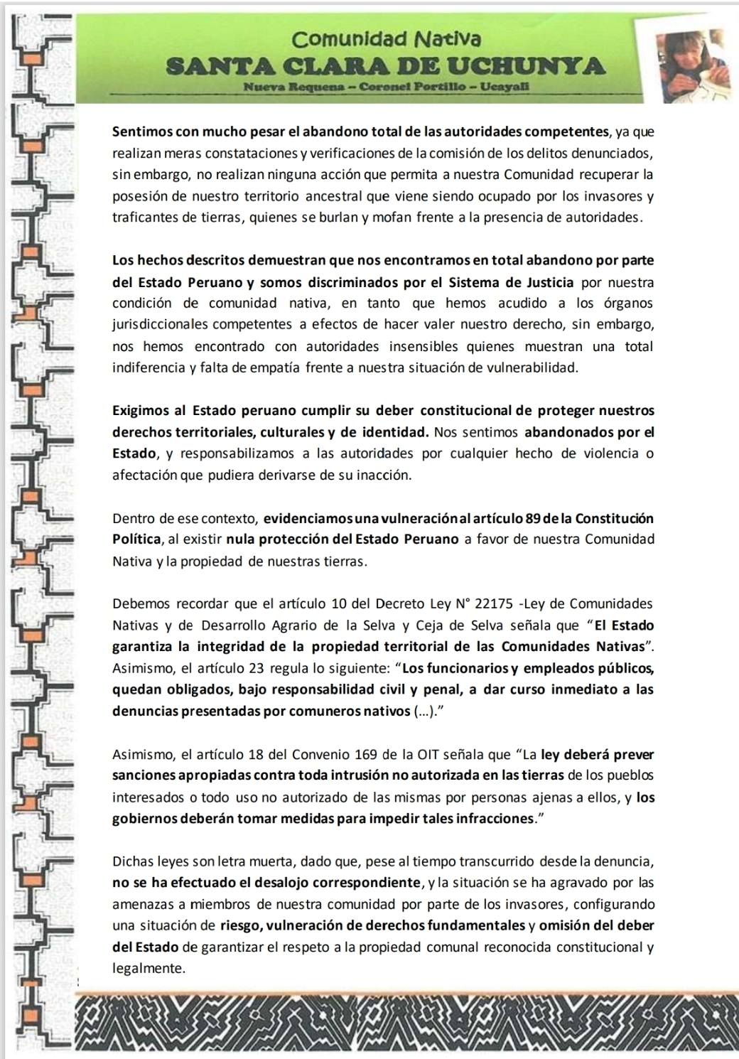 Documento 7 de la noticia Cartas a ministerios por la invasión del territorio ampliado