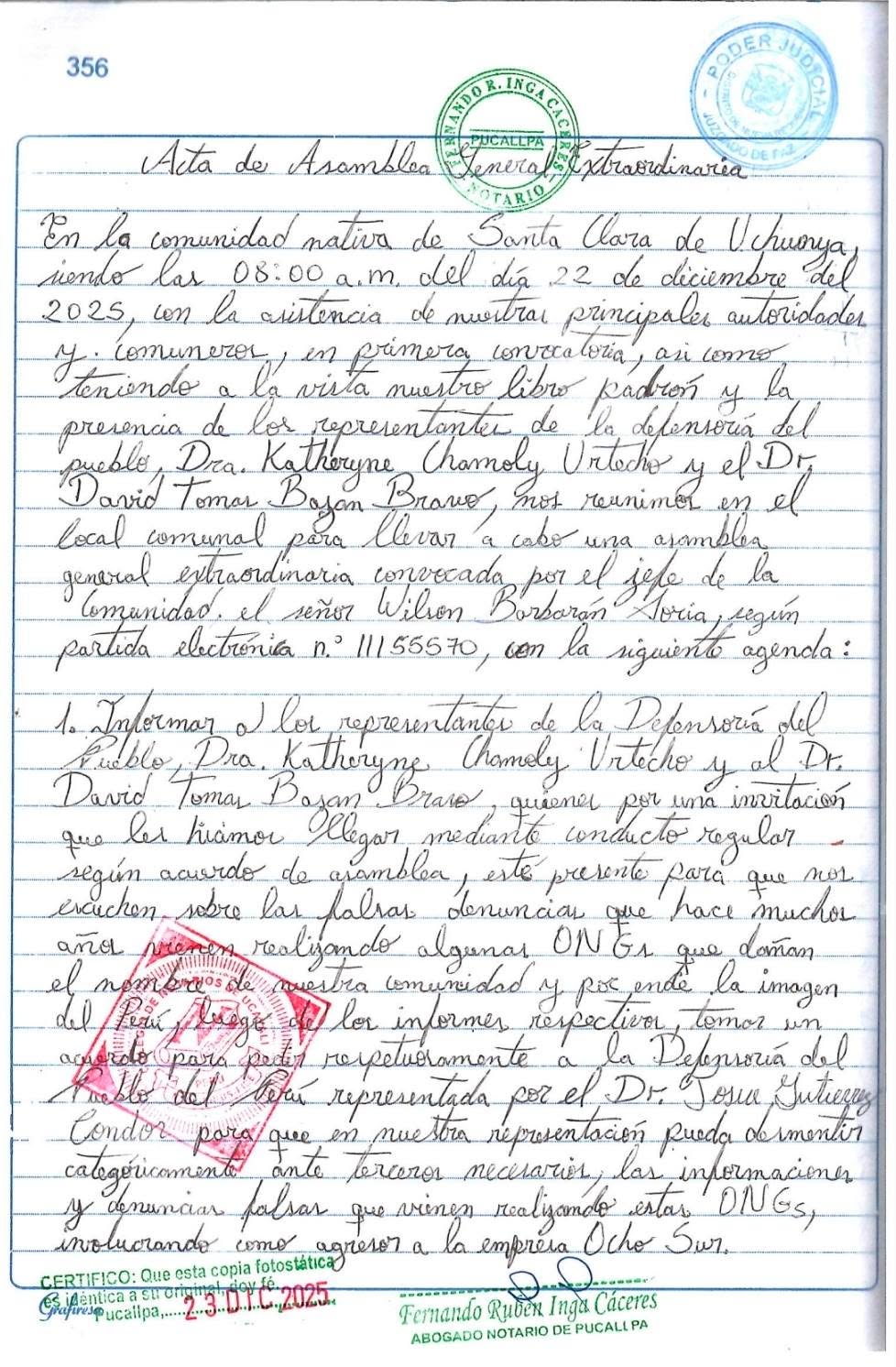 Documento 2 de la noticia Pedido a la Defensoría del Pueblo para desmentir a ONGs