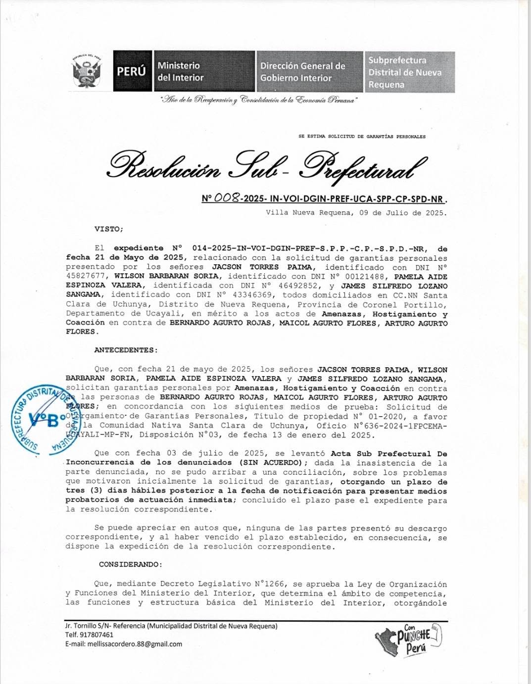 Documento 4 de la noticia Pronunciamiento sobre violencia en los linderos comunales